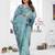 blue jacquard cotton blend saree with blouse 