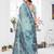 blue jacquard cotton blend saree with blouse 