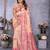 peach jacquard cotton blend saree with blouse 