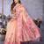 peach jacquard cotton blend saree with blouse 
