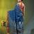 sapphire blue cotton blend saree with ethnic motifs