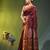 maroon cotton blend saree with ethnic motifs