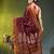 maroon cotton blend saree with ethnic motifs