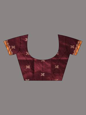 maroon cotton blend saree with ethnic motifs 5