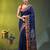 blue cotton blend saree with ethnic motifs