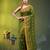 olive green cotton blend saree with ethnic motifs