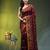 maroon cotton blend saree with ethnic motifs