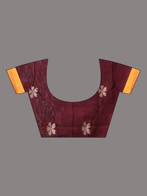 maroon cotton blend saree with ethnic motifs 5