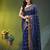 blue cotton blend saree with ethnic motifs