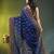 blue cotton blend saree with ethnic motifs