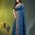 sapphire blue cotton blend saree with ethnic motifs