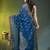 sapphire blue cotton blend saree with ethnic motifs