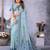 blue jacquard cotton blend saree with blouse 