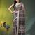 grey cotton blend saree with checkbox pattern