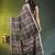 grey cotton blend saree with checkbox pattern