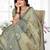 green jacquard cotton blend saree with blouse 
