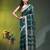 teal cotton blend saree with checkbox pattern