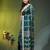 teal cotton blend saree with checkbox pattern