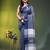 blue cotton blend saree with bird motifs