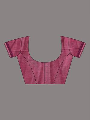 magenta cotton blend saree with bird motifs 5