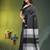 black cotton blend saree with bird motifs