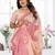 peach jacquard cotton blend saree with blouse 