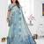blue jacquard cotton blend saree with blouse 