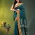 teal cotton blend saree with ethnic motifs