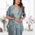 blue jacquard cotton blend saree with blouse 