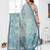 blue jacquard cotton blend saree with blouse 