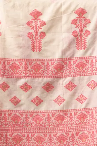 beige cotton blend saree with ethnic motifs