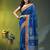 blue cotton blend saree with ethnic motifs