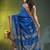 blue cotton blend saree with ethnic motifs