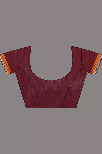 maroon cotton blend saree with ethnic motifs