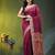 magenta cotton blend saree with floral motifs