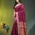 magenta cotton blend saree with floral motifs