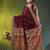 maroon cotton blend saree with floral motifs