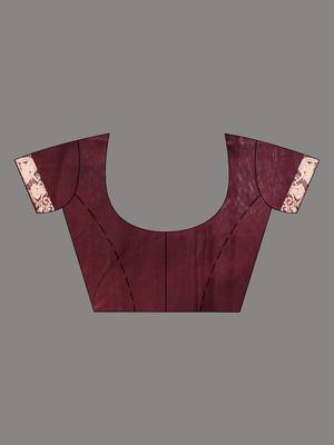 maroon cotton blend saree with floral motifs 4