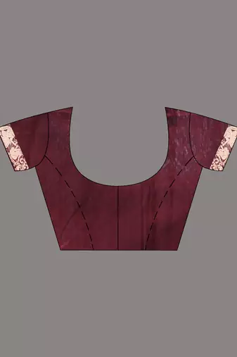 maroon cotton blend saree with floral motifs