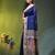 royal blue cotton blend saree with floral motifs