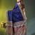 royal blue cotton blend saree with floral motifs