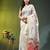White linen saree with red floral woven design