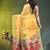 Yellow linen saree with red floral woven design