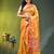 Yellow floral zari woven organza saree