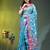 Firoza blue floral zari woven organza saree