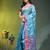 Firoza blue floral zari woven organza saree