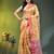 Light yellow floral zari woven organza saree
