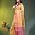 Light yellow floral zari woven organza saree