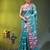 Aqua blue floral zari woven organza saree