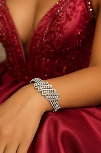 Diamond Accent Geometric Bracelet – Statement Bangle Jewelry